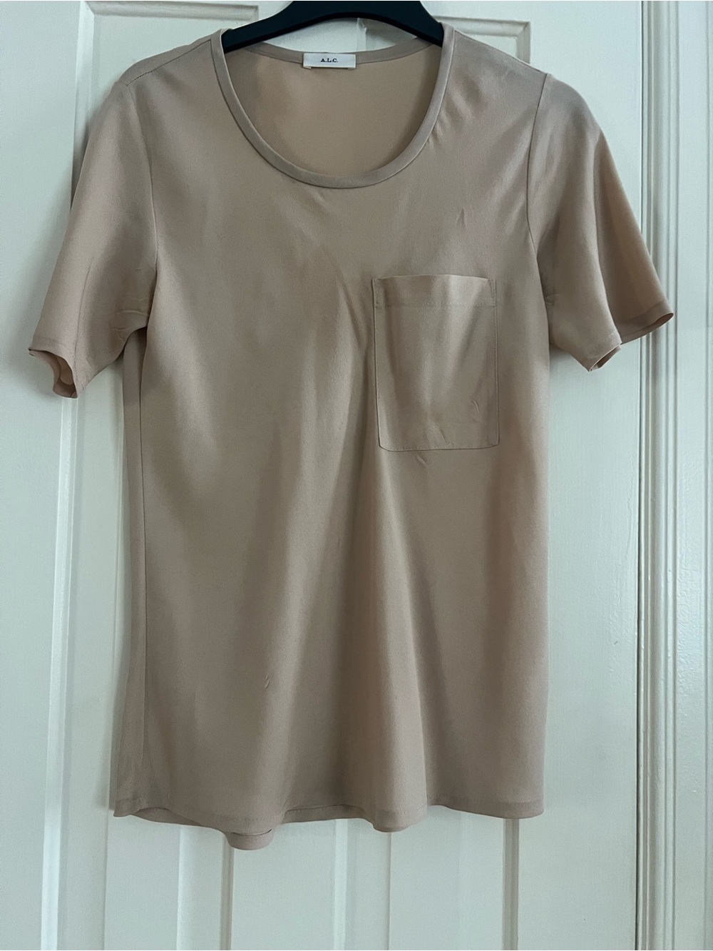 A.L.C. Beige Short-Sleeve Pocket Tee